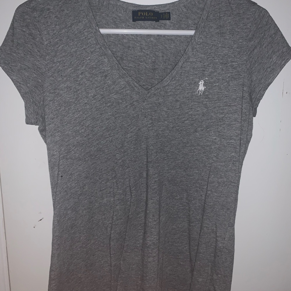 Grey short sleeve polo shirt